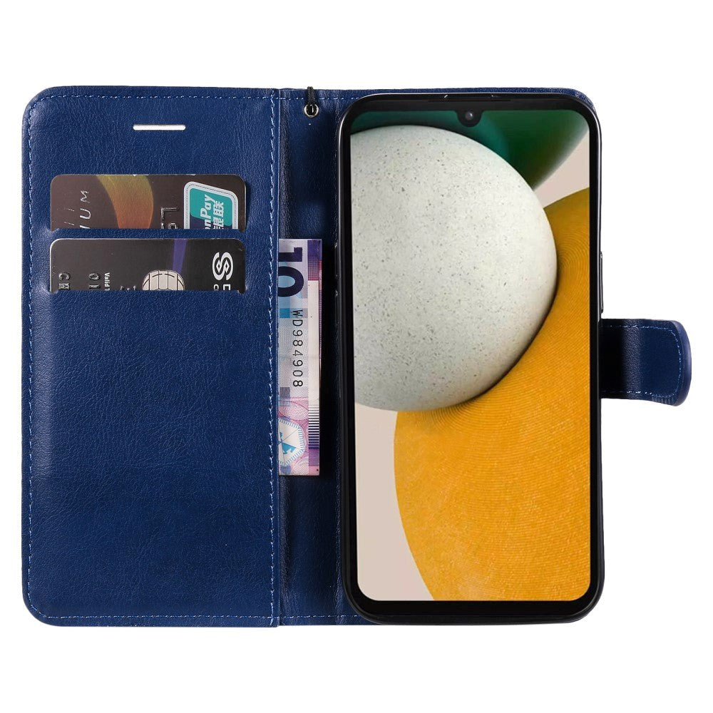 Samsung Galaxy A15 (5G) / A15 Læder Cover m. Pung og Strop - Blå