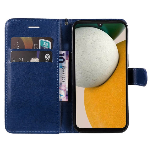 Samsung Galaxy A15 (5G) / A15 Læder Cover m. Pung og Strop - Blå