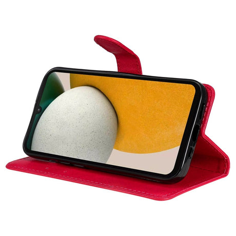 Samsung Galaxy A15 (5G) / A15 Læder Cover m. Pung og Strop - Rød