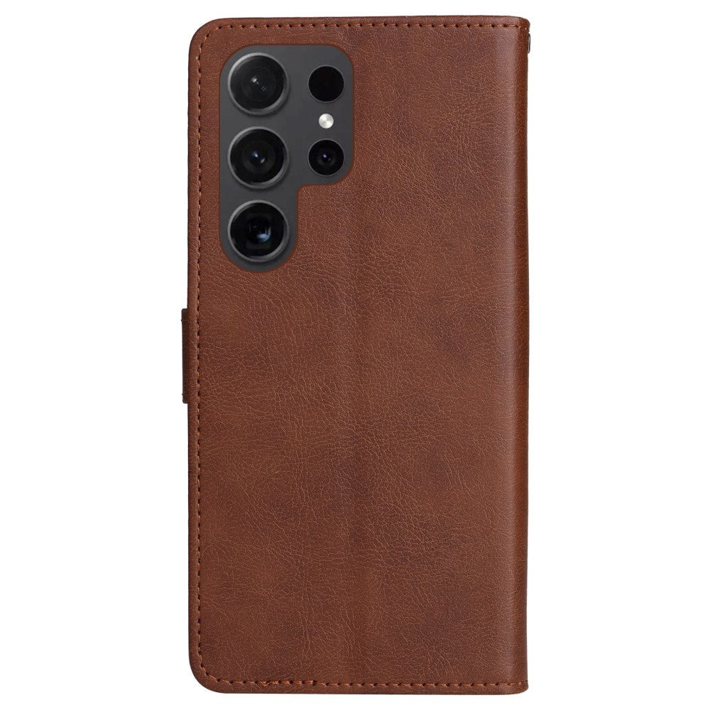 Samsung Galaxy S24 Ultra Læder Cover m. Pung og Strop - Brun