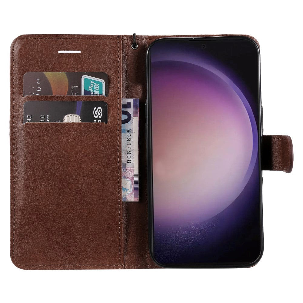 Samsung Galaxy S24 Ultra Læder Cover m. Pung og Strop - Brun