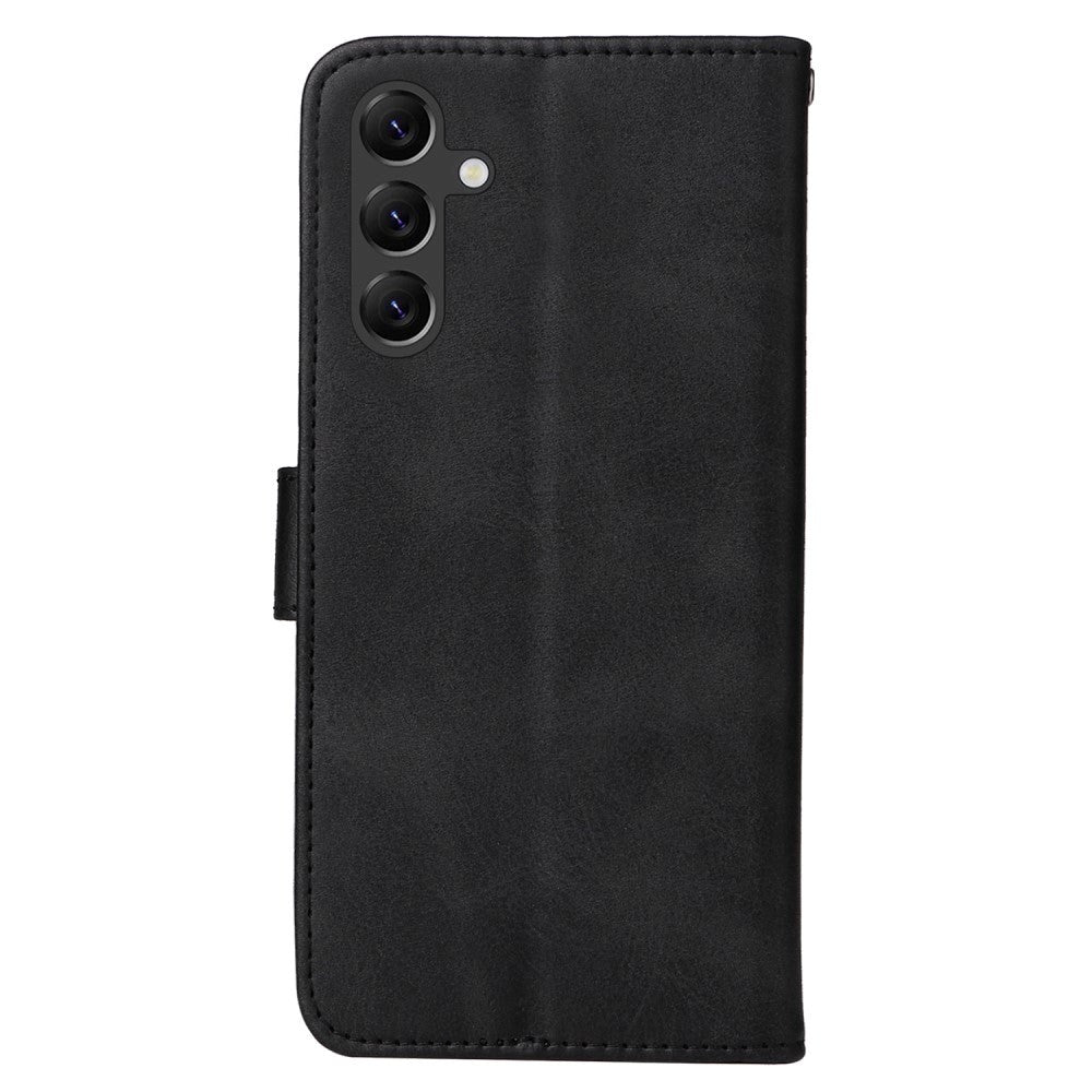 Samsung Galaxy A15 (5G) / A15 Kunstlæder Cover m. Pung og Strop - Sort