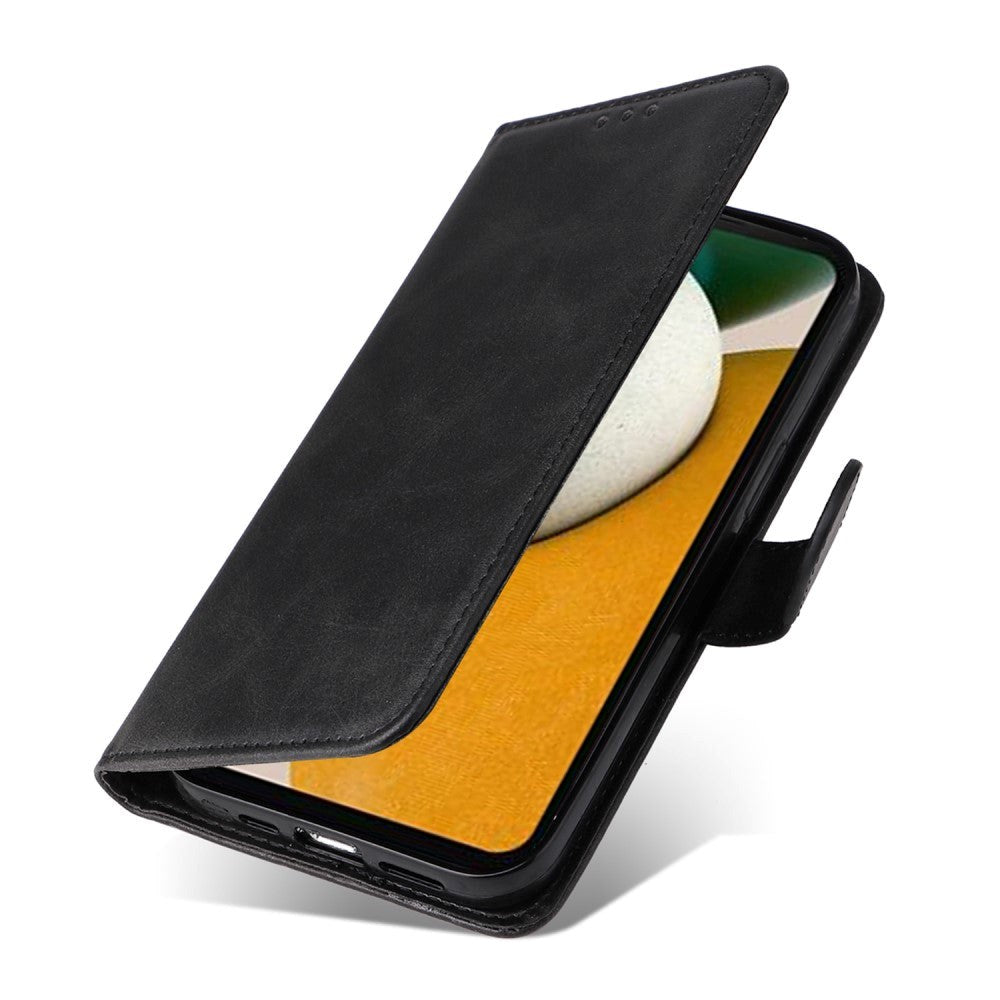 Samsung Galaxy A15 (5G) / A15 Kunstlæder Cover m. Pung og Strop - Sort