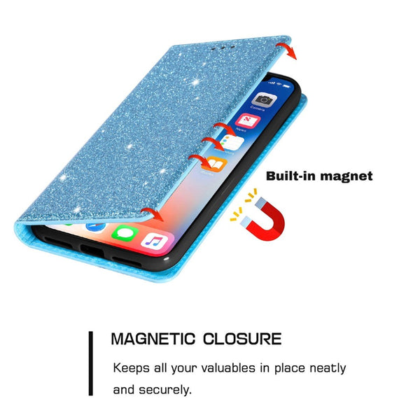 Samsung Galaxy A15 (5G) / A15 Læder Cover m. Pung - Glimmer - Blå