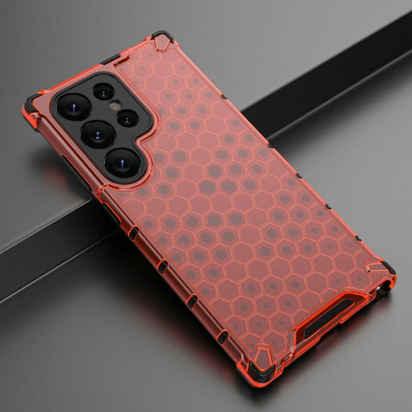 Samsung Galaxy S24 Ultra Honeycomb Hybrid Cover - Rød