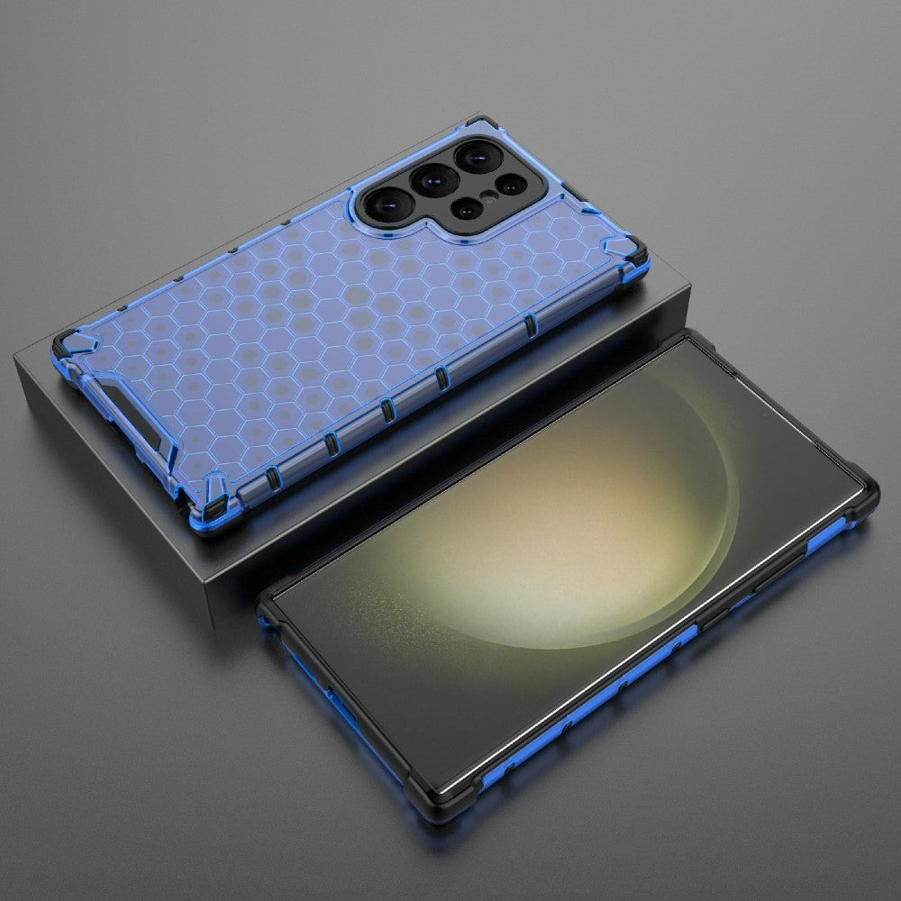 Samsung Galaxy S24 Ultra Honeycomb Hybrid Cover - Blå