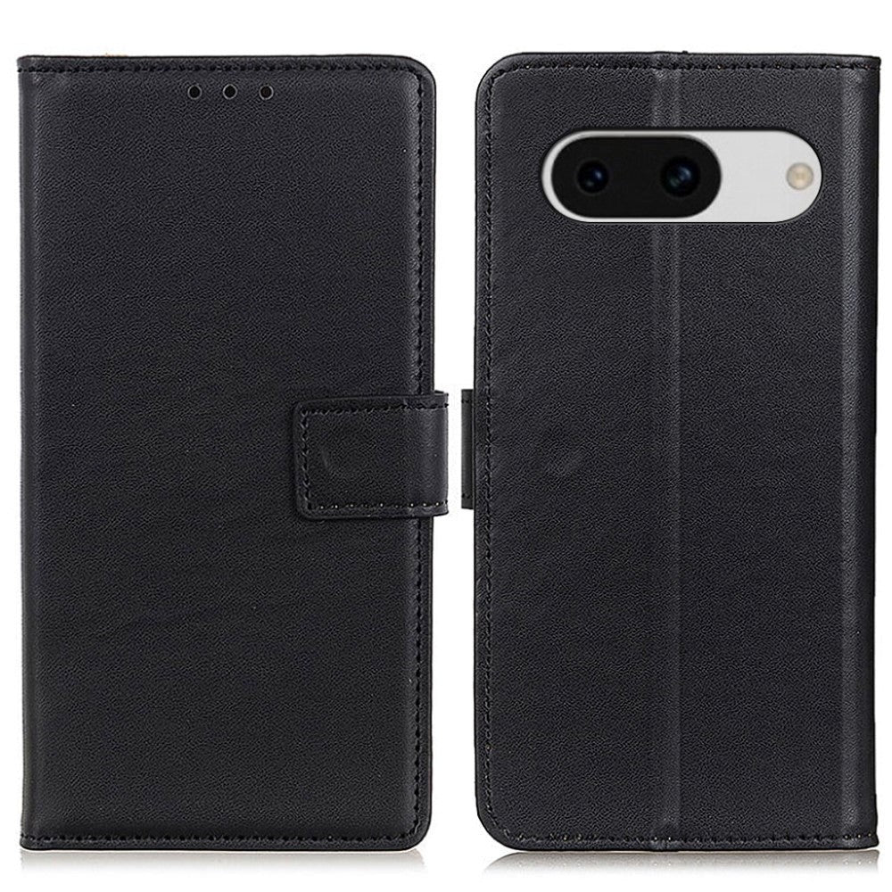 Google Pixel 8a Læder Cover m. Pung & Kickstand - Sort
