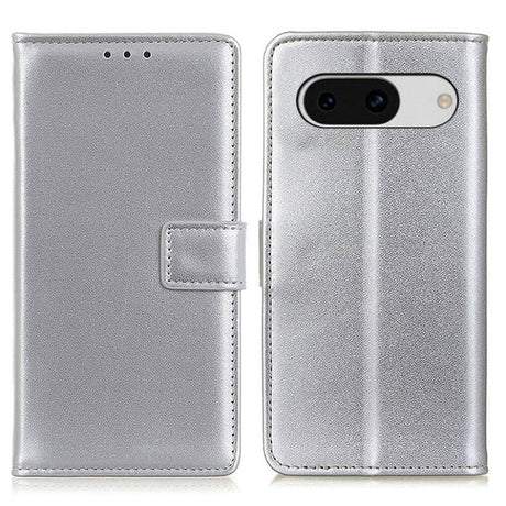 Google Pixel 8a Læder Cover m. Pung & Kickstand - Sølv