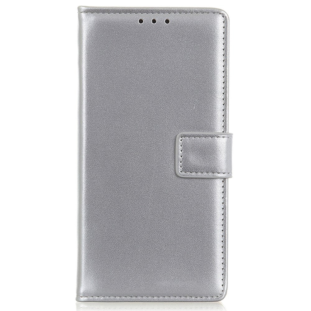Google Pixel 8a Læder Cover m. Pung & Kickstand - Sølv