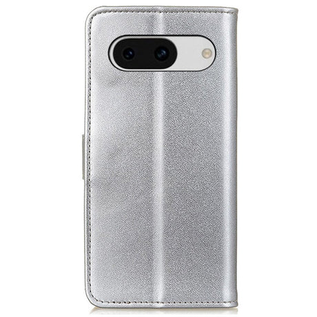 Google Pixel 8a Læder Cover m. Pung & Kickstand - Sølv
