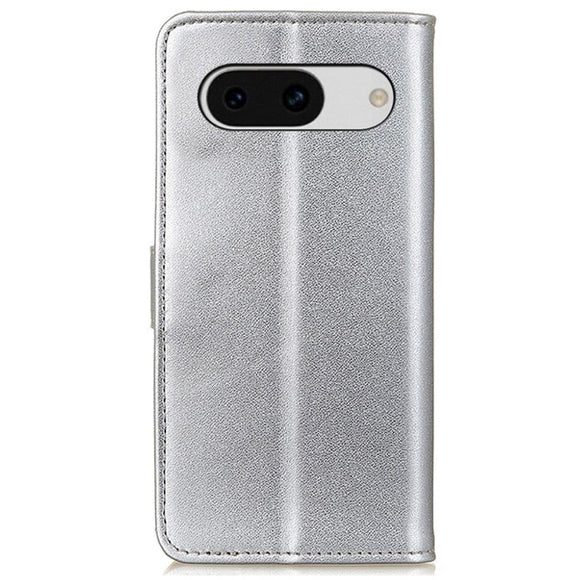 Google Pixel 8a Læder Cover m. Pung & Kickstand - Sølv