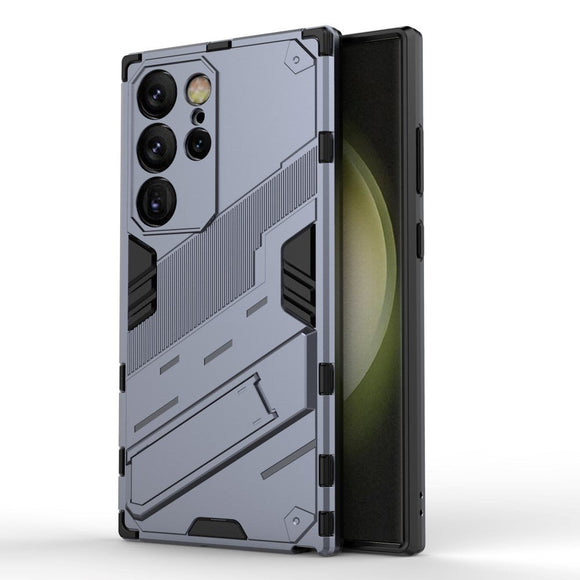 Samsung Galaxy S24 Ultra Hybrid Håndværker Cover m. Kickstand - Grå