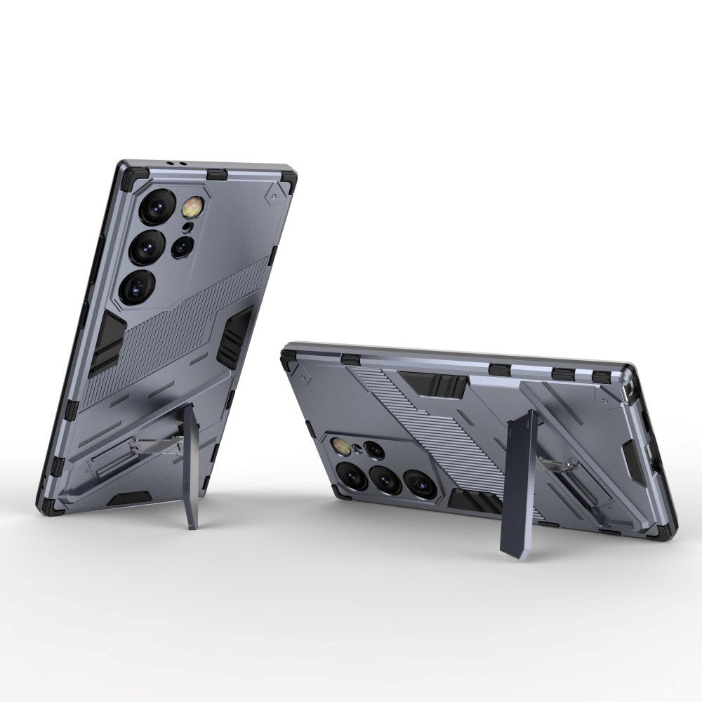 Samsung Galaxy S24 Ultra Hybrid Håndværker Cover m. Kickstand - Grå