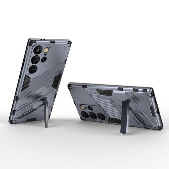 Samsung Galaxy S24 Ultra Hybrid Håndværker Cover m. Kickstand - Grå