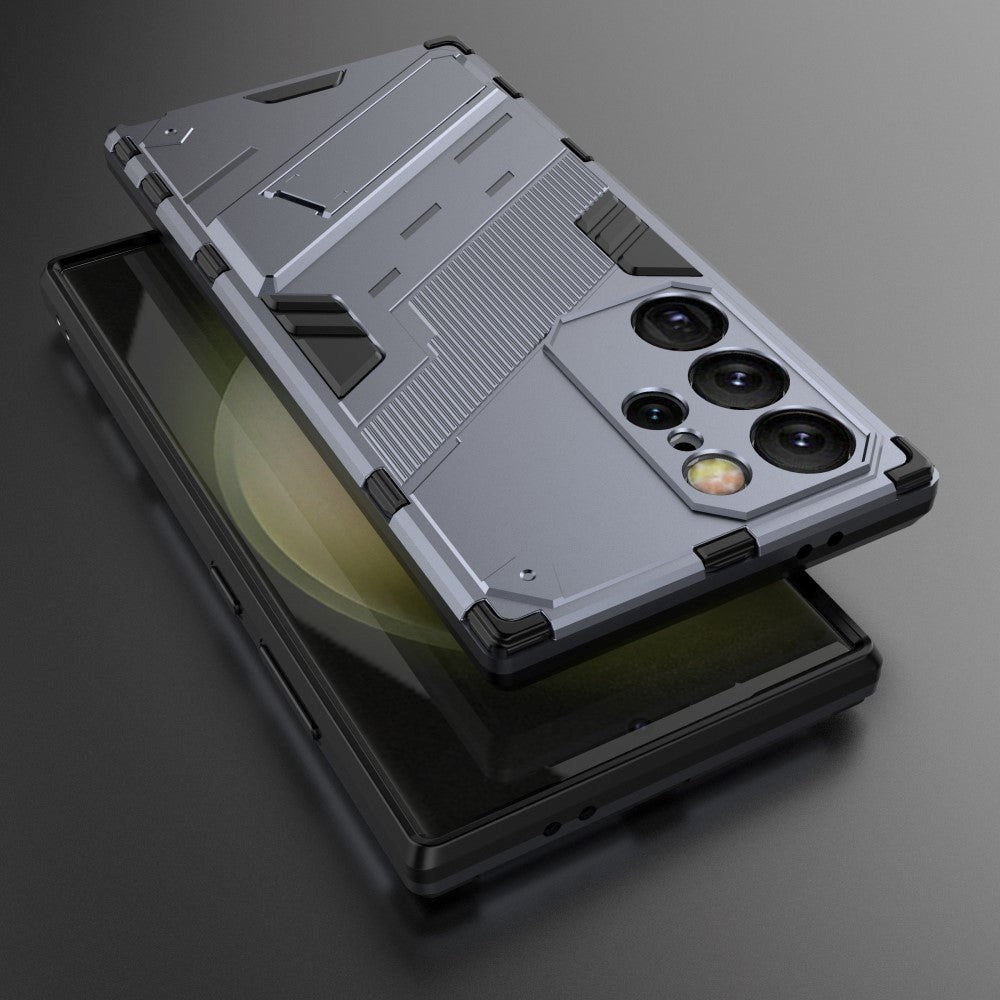 Samsung Galaxy S24 Ultra Hybrid Håndværker Cover m. Kickstand - Grå