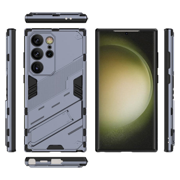 Samsung Galaxy S24 Ultra Hybrid Håndværker Cover m. Kickstand - Grå