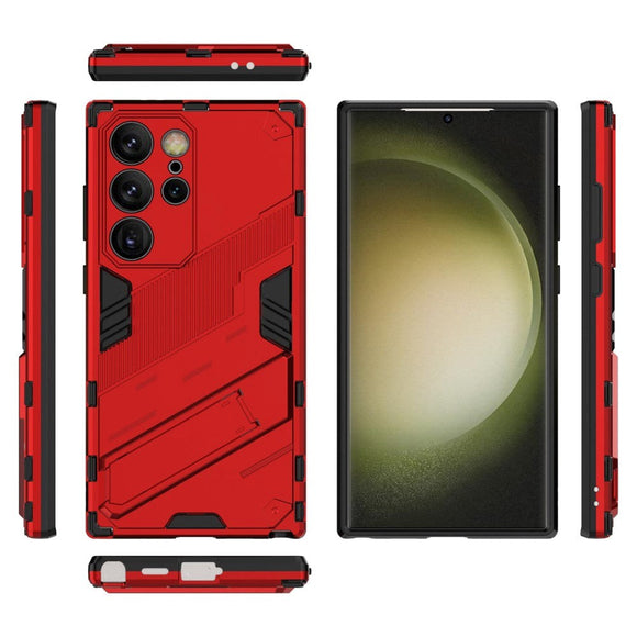 Samsung Galaxy S24 Ultra Hybrid Håndværker Cover m. Kickstand - Rød