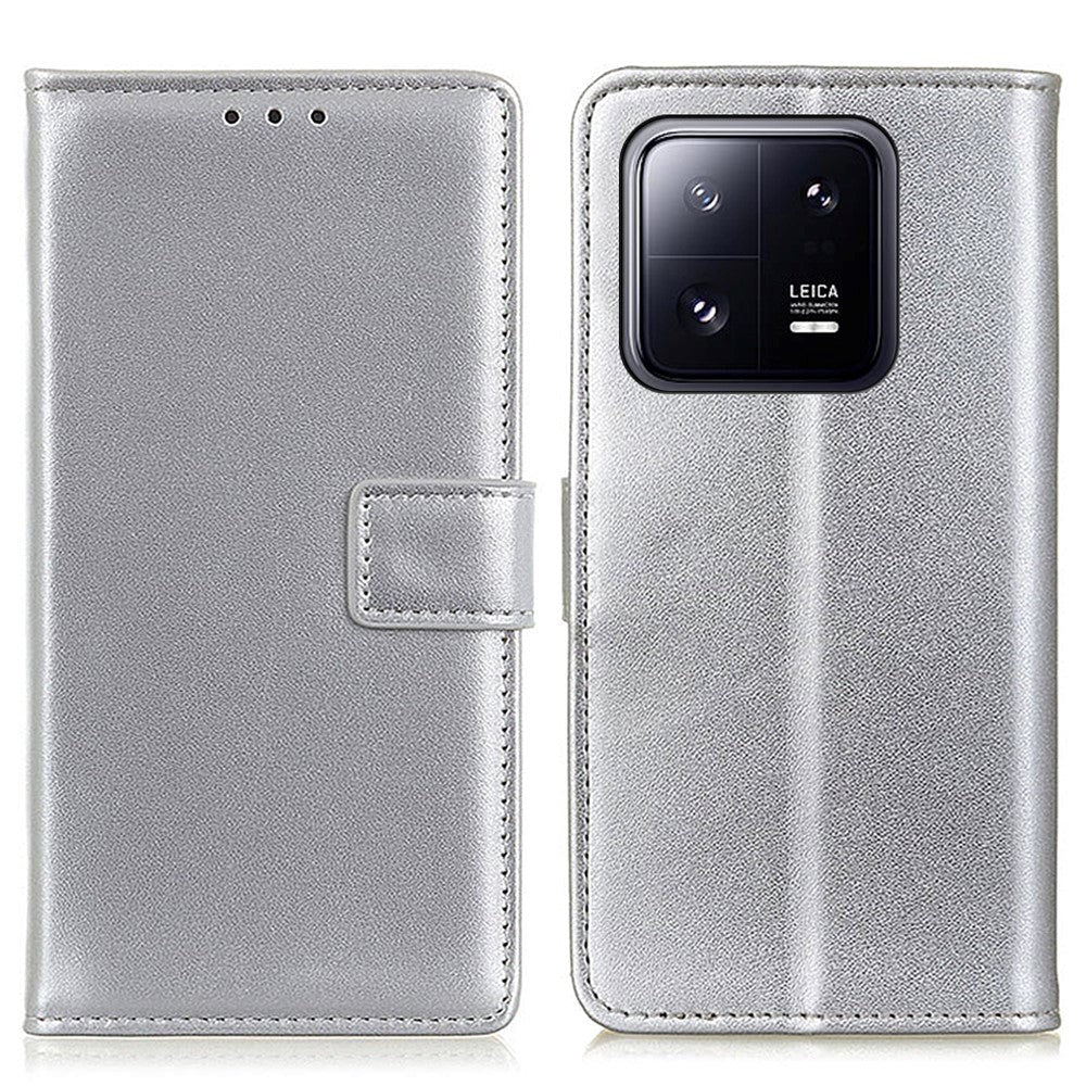 Xiaomi 14 Læder Cover m. Pung & Kickstand - Sølv