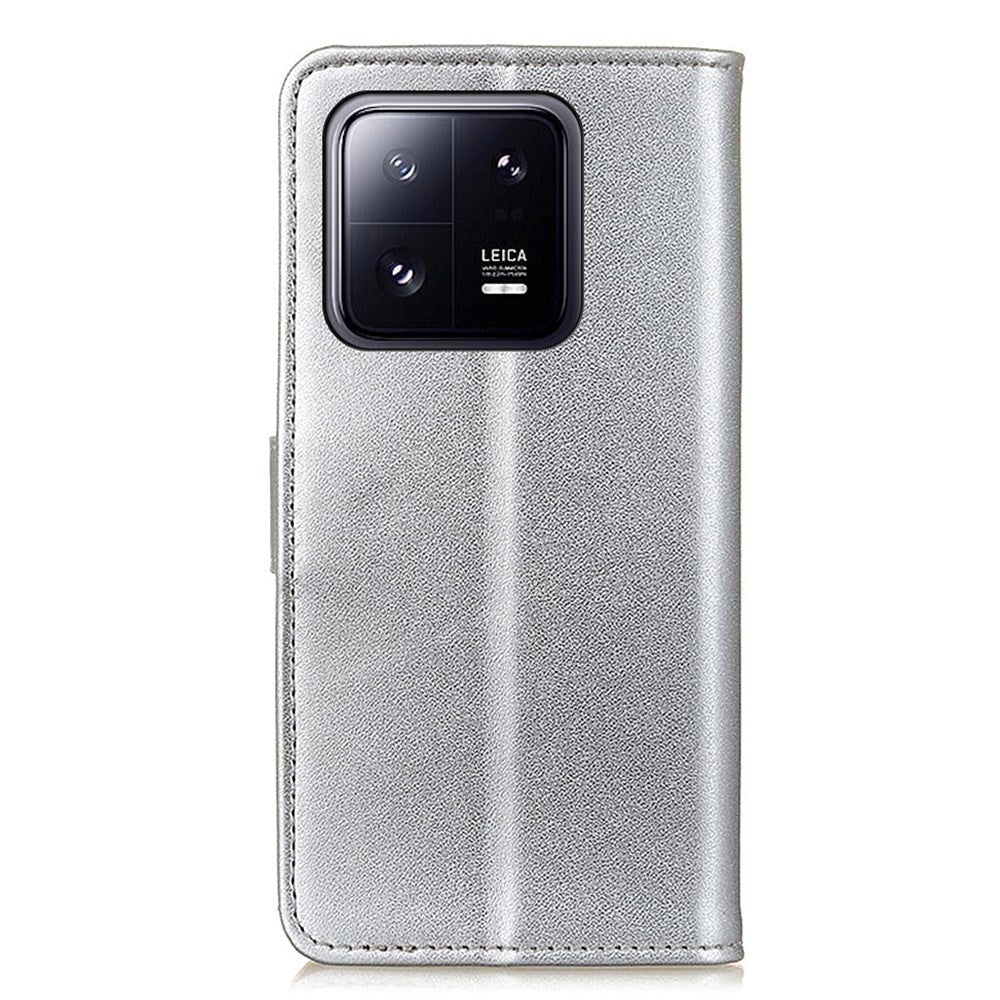 Xiaomi 14 Læder Cover m. Pung & Kickstand - Sølv