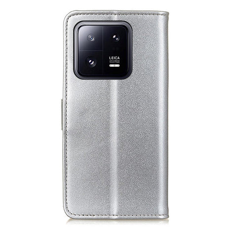 Xiaomi 14 Læder Cover m. Pung & Kickstand - Sølv
