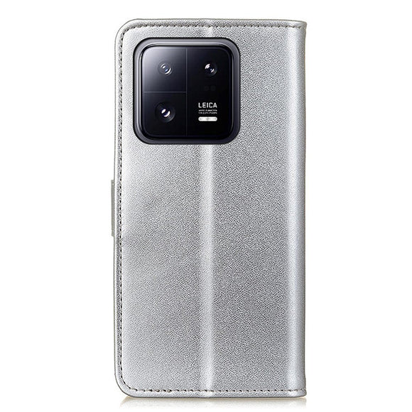 Xiaomi 14 Læder Cover m. Pung & Kickstand - Sølv