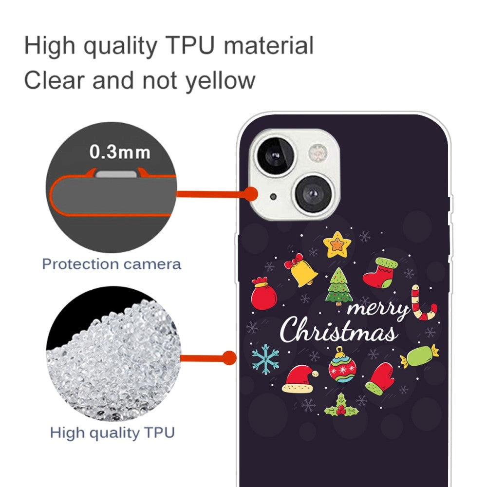 iPhone 15 Plus Fleksibelt Plastik Jule Cover - Merry Christmas - Juledekorationer