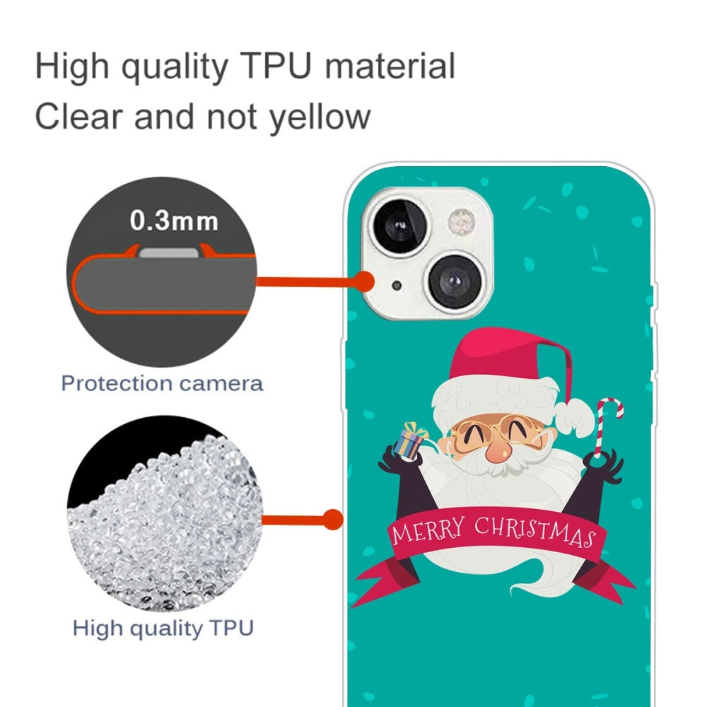 iPhone 15 Plus Fleksibelt Plastik Jule Cover - Merry Christmas - Glad Julemand