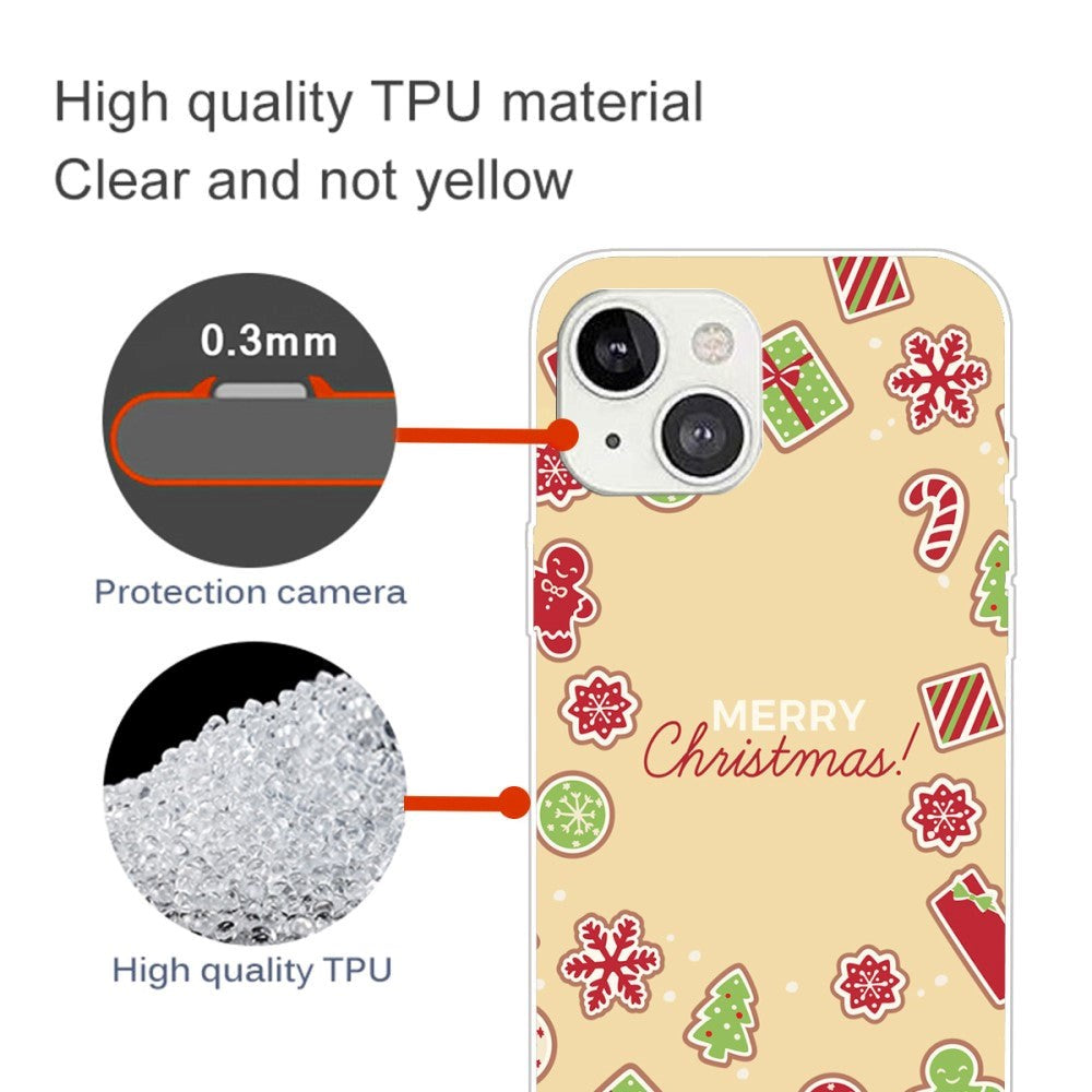 iPhone 15 Plus Fleksibelt Plastik Jule Cover - Merry Christmas - Juleklistermærker