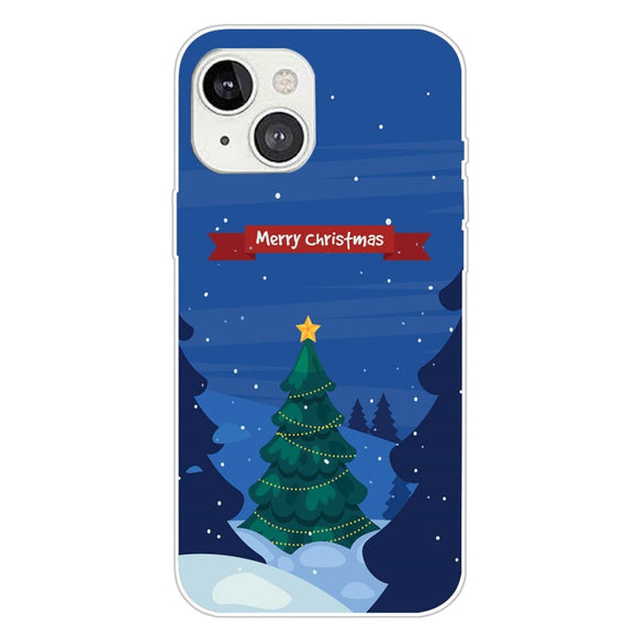 iPhone 15 Plus Fleksibelt Plastik Jule Cover - Merry Christmas - Juletræ
