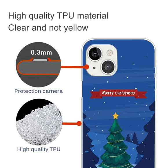 iPhone 15 Plus Fleksibelt Plastik Jule Cover - Merry Christmas - Juletræ