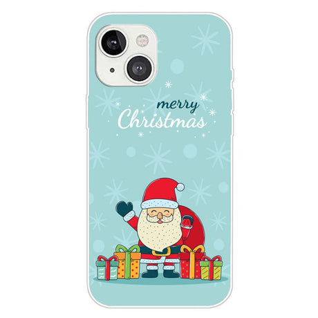 iPhone 15 Plus Fleksibelt Plastik Jule Cover - Merry Christmas - Glad Julemand med Gaver