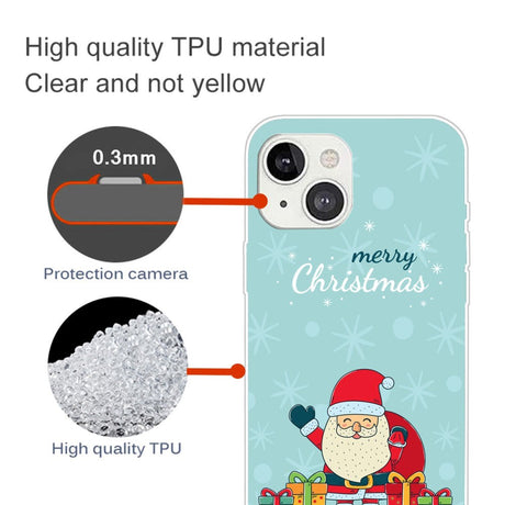 iPhone 15 Plus Fleksibelt Plastik Jule Cover - Merry Christmas - Glad Julemand med Gaver