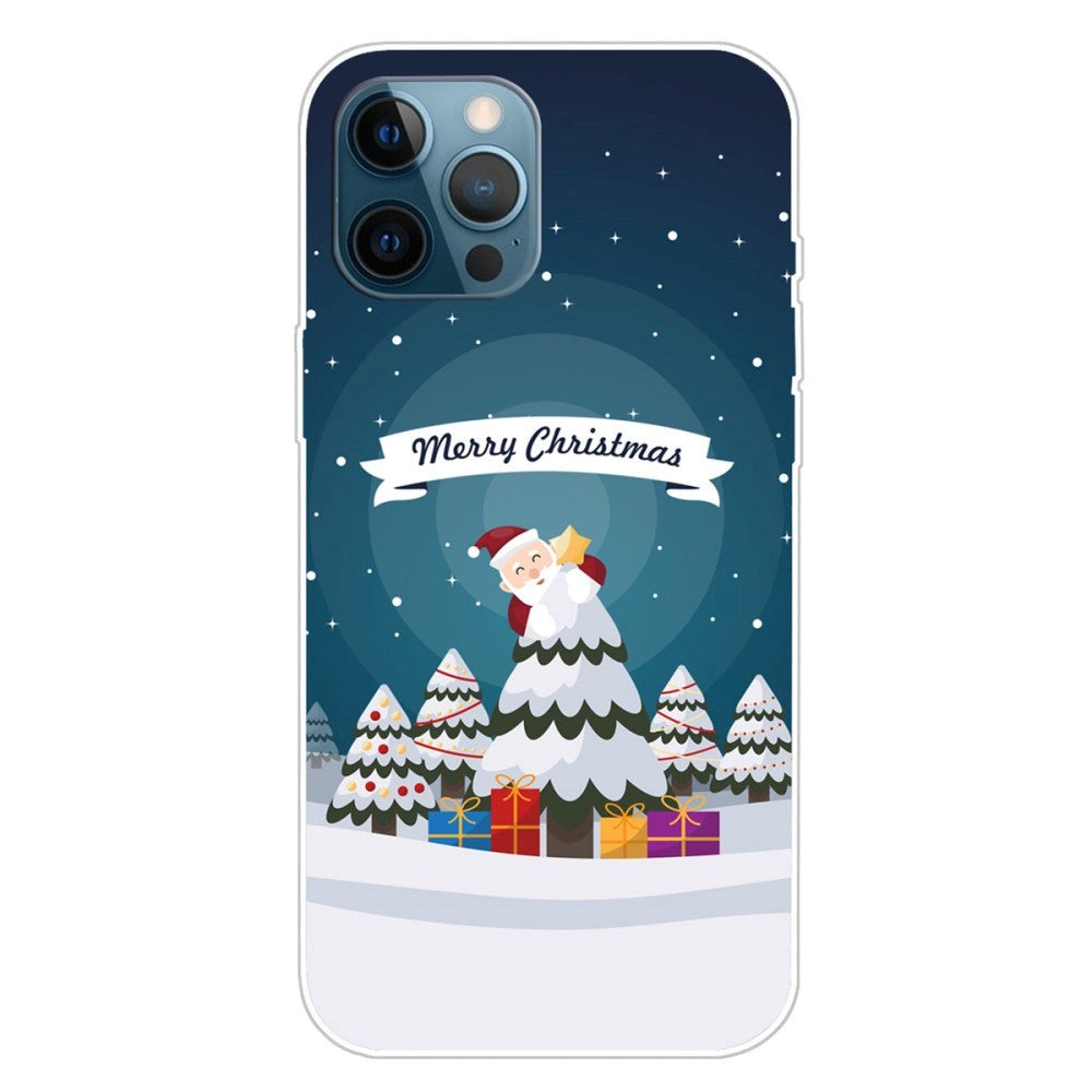 iPhone 15 Pro Fleksibelt Plastik Jule Cover - Merry Christmas - Julemand I Juletræ