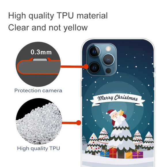 iPhone 15 Pro Fleksibelt Plastik Jule Cover - Merry Christmas - Julemand I Juletræ