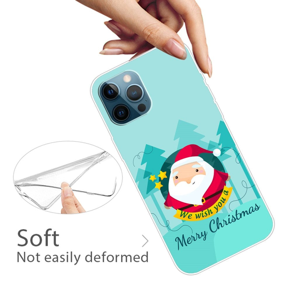 iPhone 15 Pro Fleksibelt Plastik Jule Cover - Merry Christmas - Tegneserie Julemand