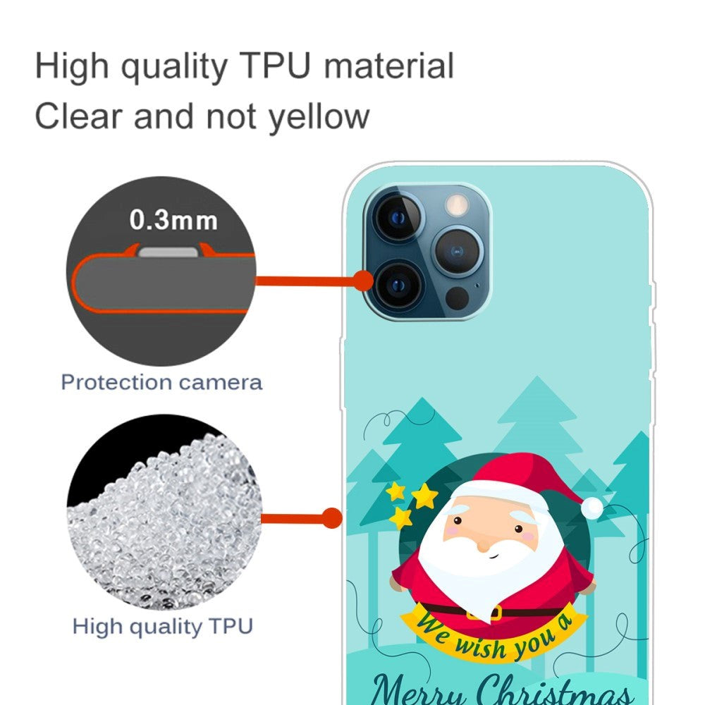 iPhone 15 Pro Fleksibelt Plastik Jule Cover - Merry Christmas - Tegneserie Julemand