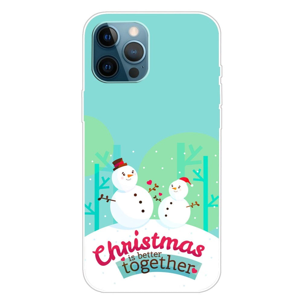 iPhone 15 Pro Fleksibelt Plastik Jule Cover - Merry Christmas - Snemænd