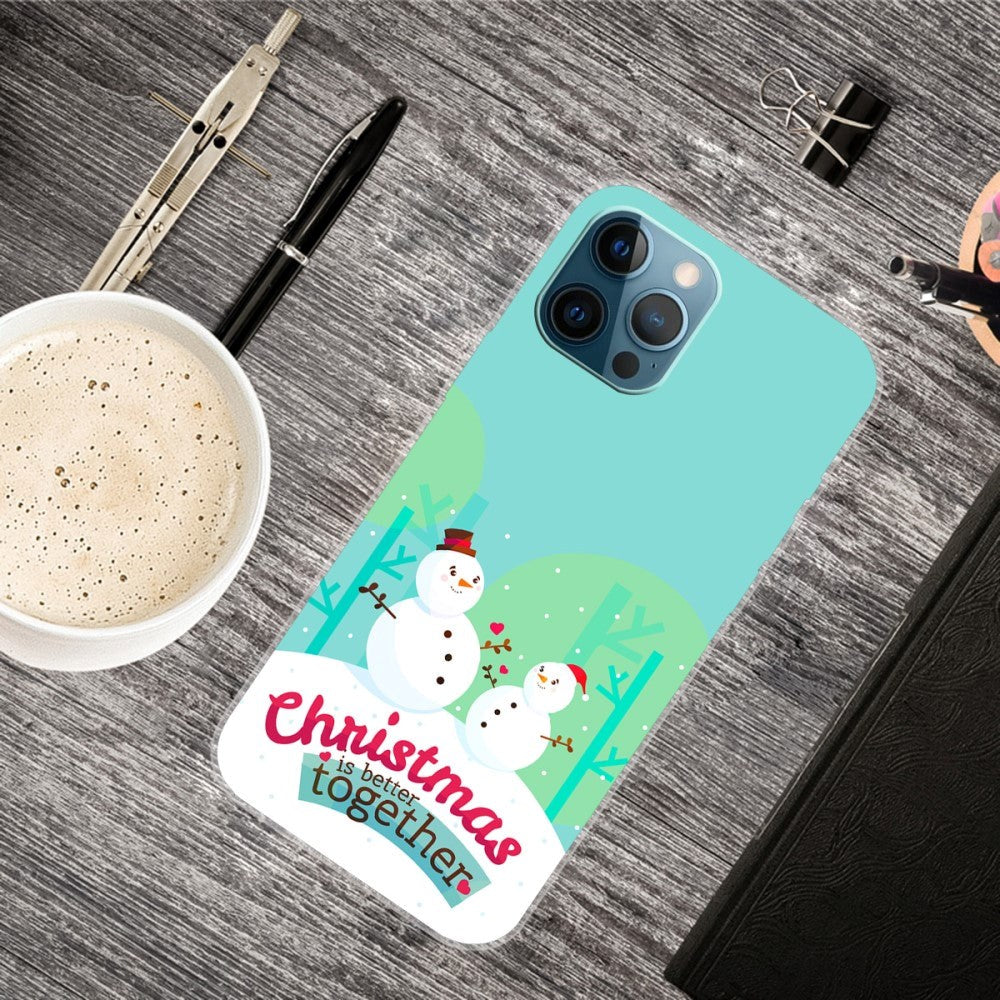 iPhone 15 Pro Fleksibelt Plastik Jule Cover - Merry Christmas - Snemænd