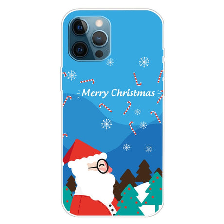 iPhone 15 Pro Fleksibelt Plastik Jule Cover - Merry Christmas - Julemanden i Snevejr