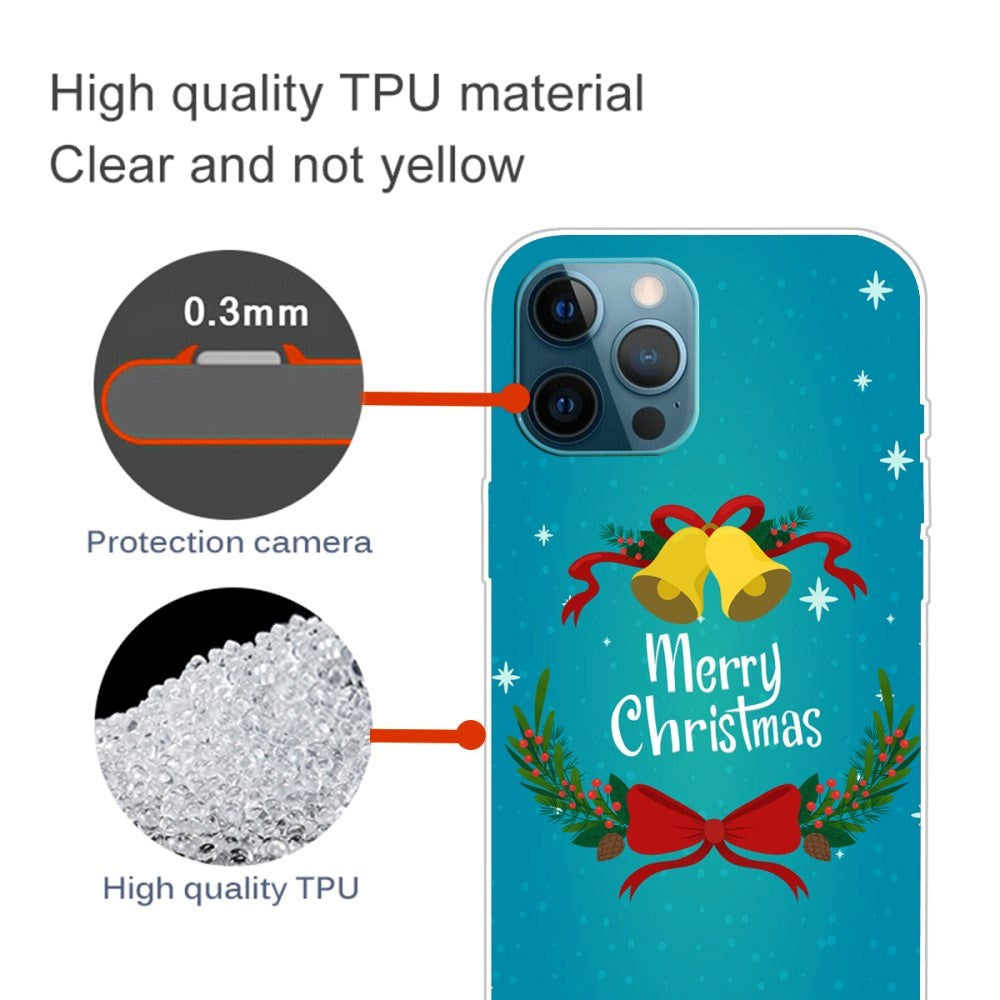 iPhone 15 Pro Fleksibelt Plastik Jule Cover - Merry Christmas - Juleklokker