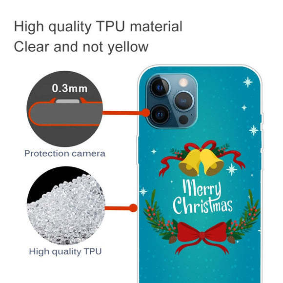 iPhone 15 Pro Fleksibelt Plastik Jule Cover - Merry Christmas - Juleklokker