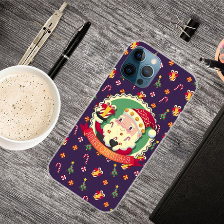 iPhone 15 Pro Fleksibelt Plastik Jule Cover - Merry Christmas - Julemanden & Juleslik
