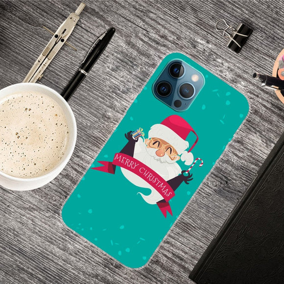 iPhone 15 Pro Fleksibelt Plastik Jule Cover - Merry Christmas - Glad Julemand