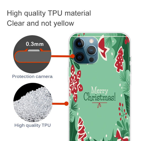 iPhone 15 Pro Fleksibelt Plastik Jule Cover - Merry Christmas - Juleelementer