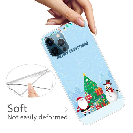 iPhone 15 Pro Fleksibelt Plastik Jule Cover - Merry Christmas - Julemand & Snemand