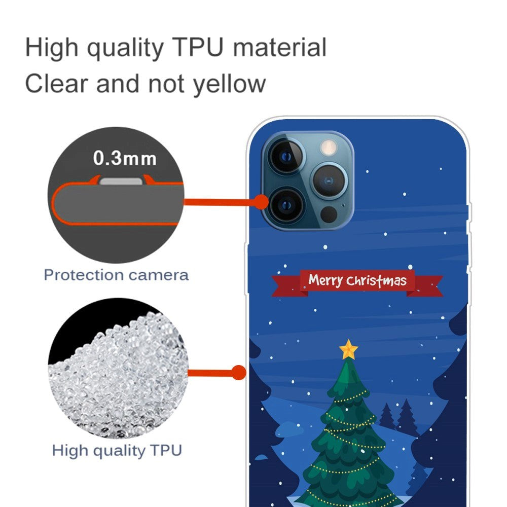 iPhone 15 Pro Fleksibelt Plastik Jule Cover - Merry Christmas - Juletræ