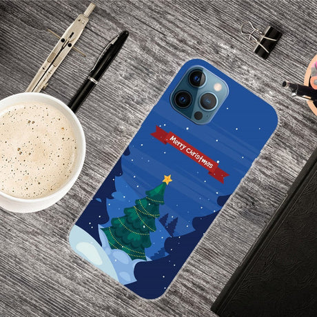 iPhone 15 Pro Fleksibelt Plastik Jule Cover - Merry Christmas - Juletræ