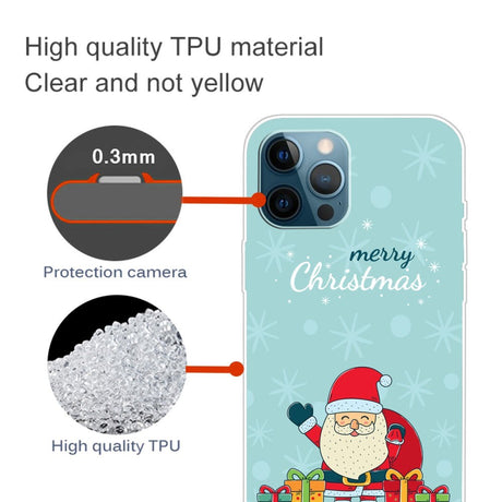 iPhone 15 Pro Fleksibelt Plastik Jule Cover - Merry Christmas - Glad Julemand med Gaver