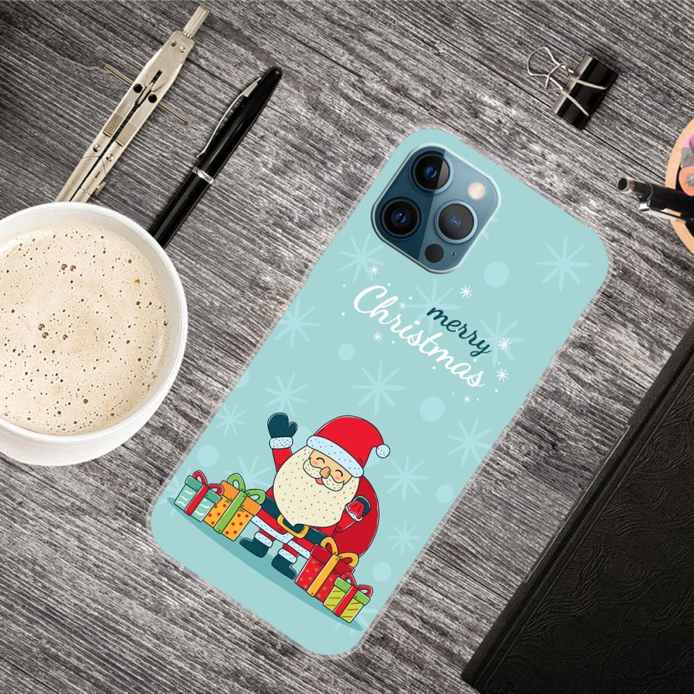 iPhone 15 Pro Fleksibelt Plastik Jule Cover - Merry Christmas - Glad Julemand med Gaver