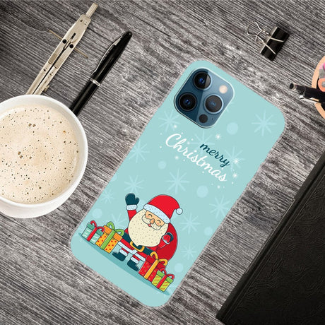 iPhone 15 Pro Fleksibelt Plastik Jule Cover - Merry Christmas - Glad Julemand med Gaver